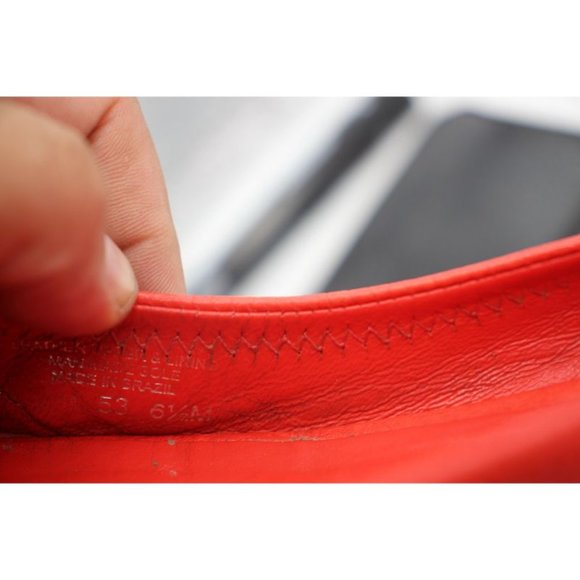 Tory Burch Emma Wedge Women's Size 6.5 Red Leather Peep Toe Shoes - Picture 3 of 11